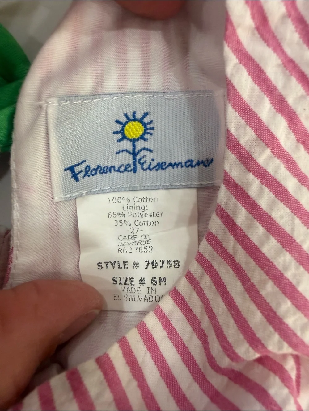 Florence Eiseman Girls’ Pink Stripe Top & Bloomers Set | Strawberry Embroidery